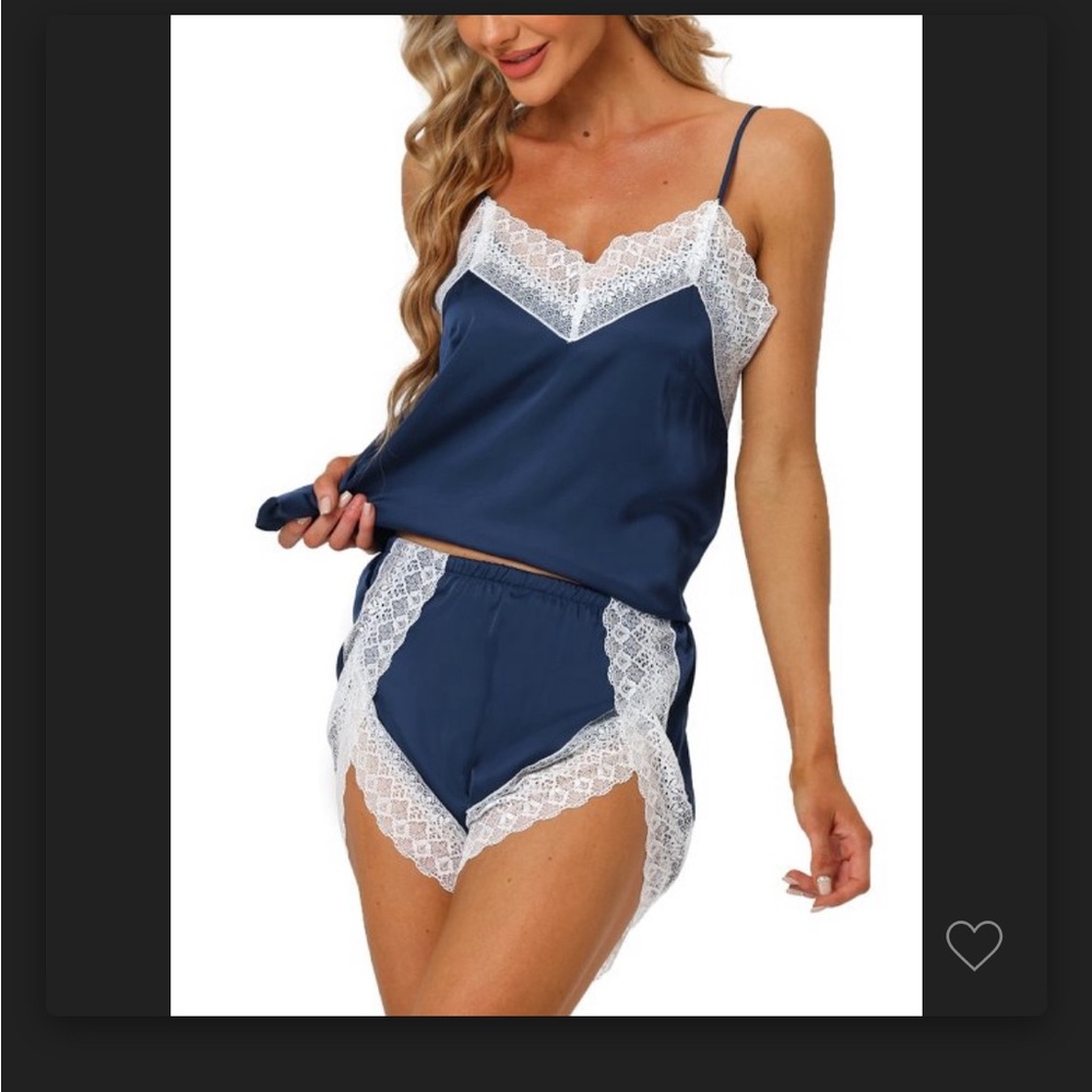 NWT Target Chinese Satin Navy Pajama Short Lounge Set NWT - Picture 4 of 5
